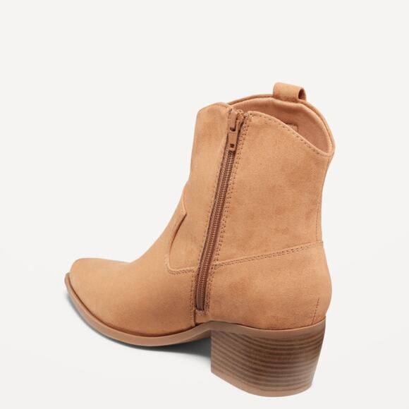 Old Navy faux Caramelized Toffee Leather Western Boot - Picture 2 of 9